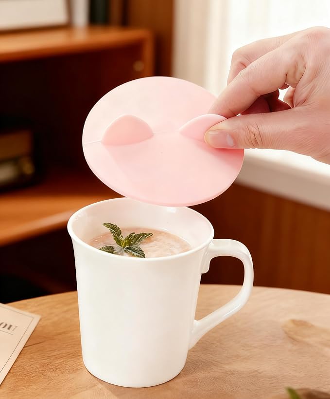 4Pack Cute Mug Cover Anti-dust, Airtight Seal, Food Grade Silicone Hot Cup Lids - Image 4