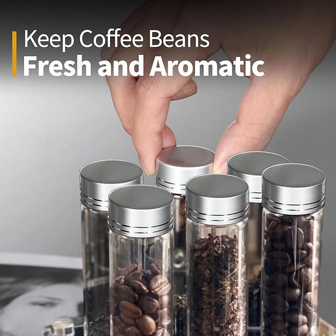 6PCS Coffee Beans Storage Tubes, Coffee Bean Cellar Dosing Glass Vials - Image 3