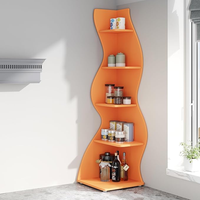 Tribesigns Corner Shelf, Modern 5-Tier Wall Corner Bookshelf, Stylish Corner - Image 9