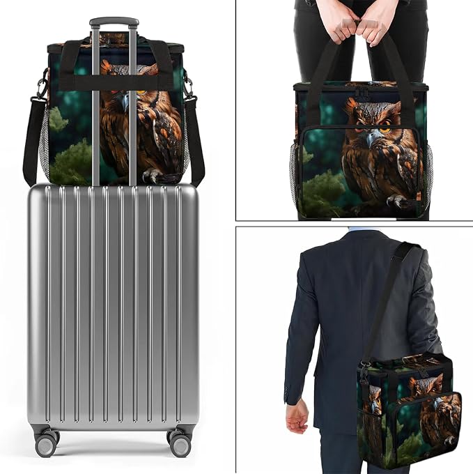 Owl Coffee Maker Carring Bag, Large Insulated Storage Organizer Case Tote Bags - Image 7