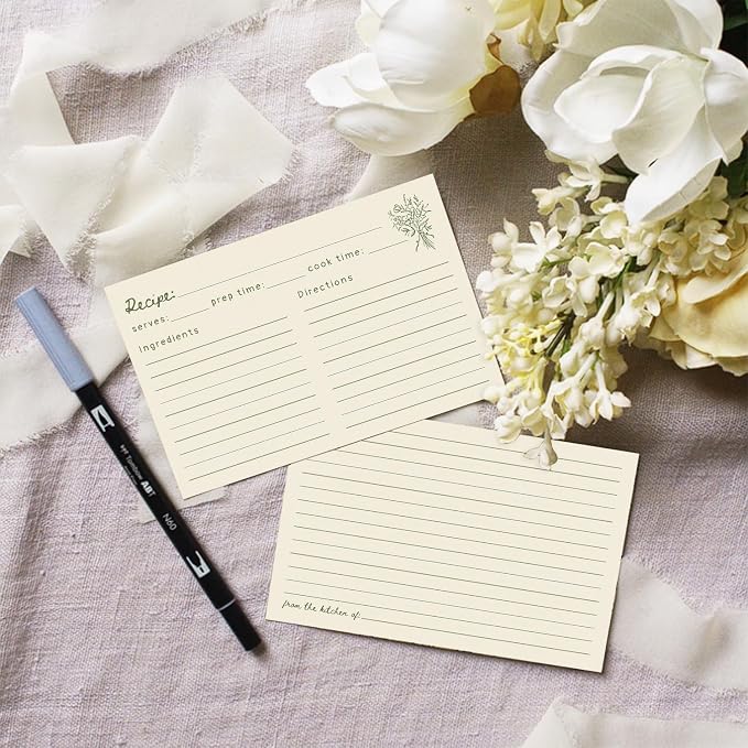 JOETMAE 50PCS Minimalist Retro Flower 4×6 Recipe Cards - Image 4