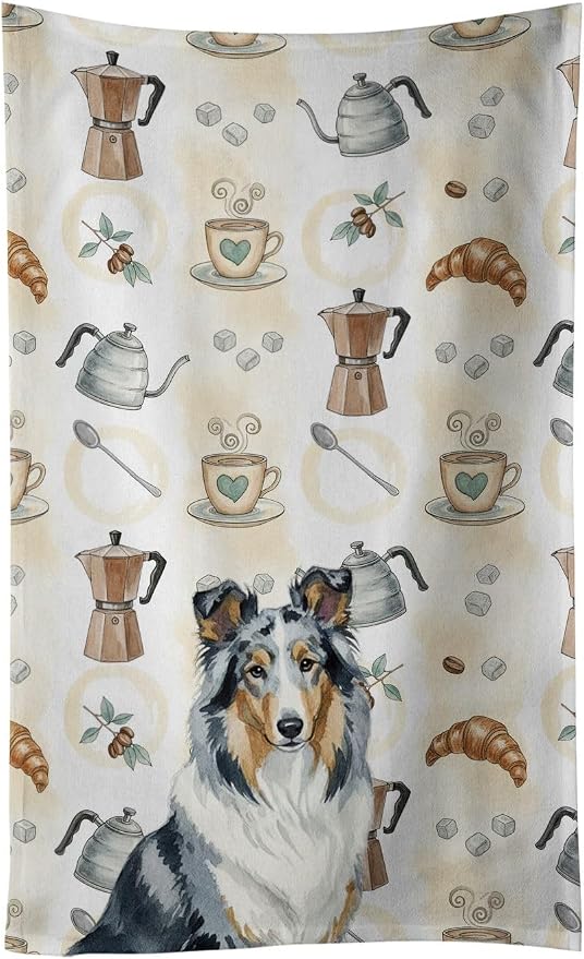 Caroline's Treasures Blue Merle Collie Coffee Bar Kitchen Towel Velour Plush by CarolinesTreasures