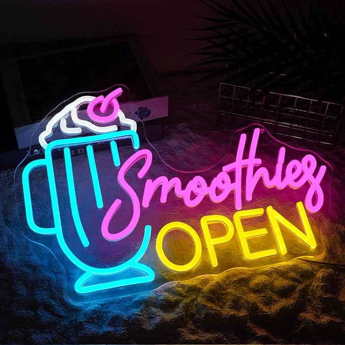 Smoothies Open Neon Sign Dimmable Frozen Fruit Smoothie Neon Light Sign - Image 6