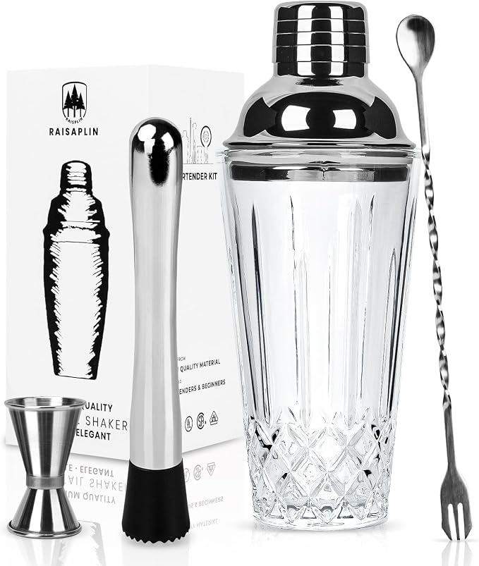 4-Piece Glass Cocktail Shaker Set by Unknown