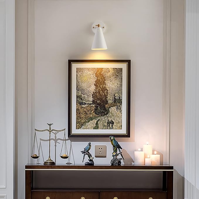 MWZ White Wall Sconces Set of Two, Modern Sconces Light Fixtures Hardwired - Image 8