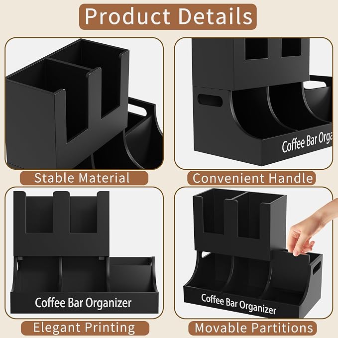 Coffee Station Organizer, Wooden Coffee Bar Organizer - Image 5