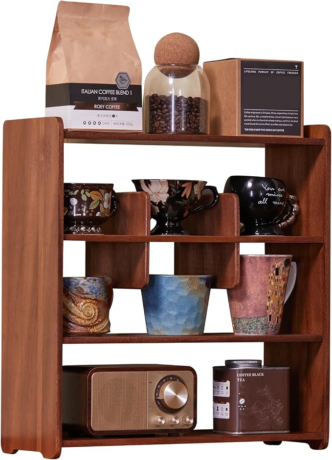 Coffee Cup Holder for Countertop Walnut Wood Coffee Mugs Holder for Kitchen Mug by KAOTGOT