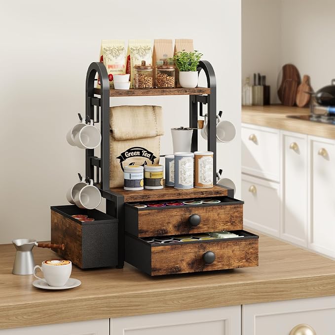 HOOBRO Coffee Mug Tree, 2 Tier Mug Organizer, Coffee Mug Cup Holder - Image 6
