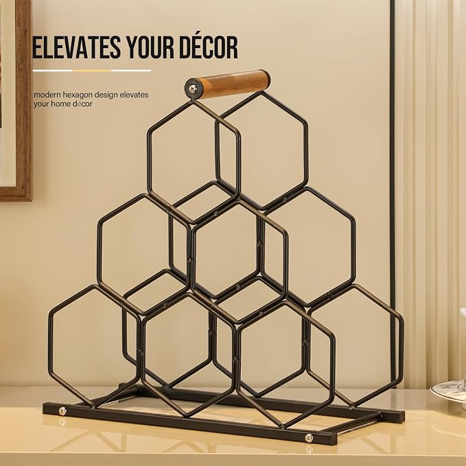 Small Black Wine Rack 6 Bottle Holder Countertop - Image 8