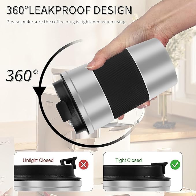 YINBAOGE Insulated Travel Coffee Mug, Spill & Leak Proof, Portable To Go - Image 4