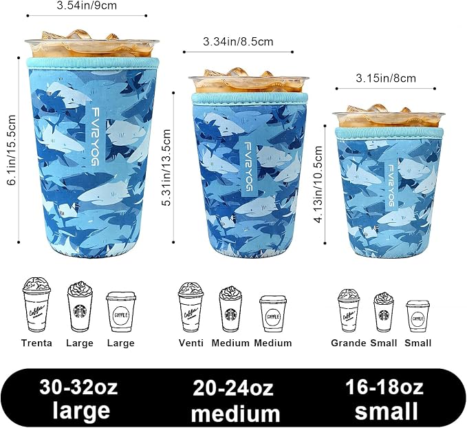 3 Pack Reusable Insulated Neoprene Iced Coffee Sleeves & Coffee Cup Holder - Image 7