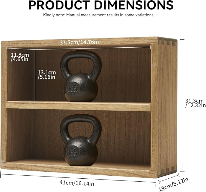 KIRIGEN 2-Tier Wooden Storage Cabinet, Solid Wood Kitchen Counter Organizer - Image 2