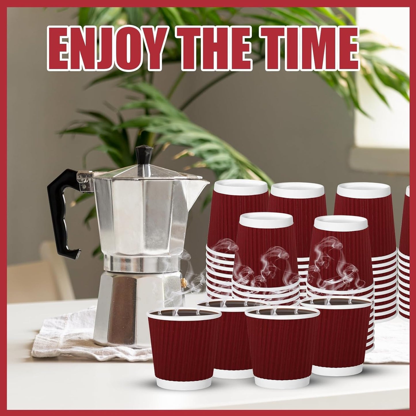 500 Pack Paper Espresso Coffee Cups, 4 oz Disposable Coffee Cups,Corrugated Insulated Ripple Wall, Paper Ripple Cup for Coffee, Hot Chocolate and Hot Tea Drinks -Red