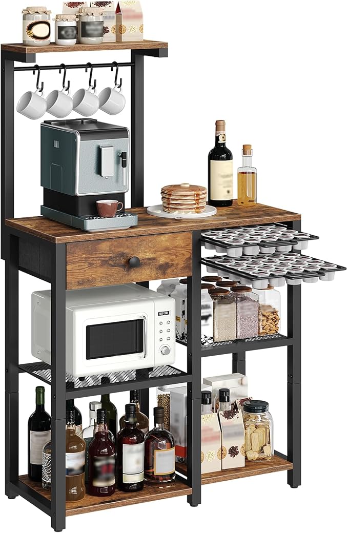 YATINEY Bakers Rack with Storage, 5-Tier Coffee Bar Station with Drawer by Yatiney