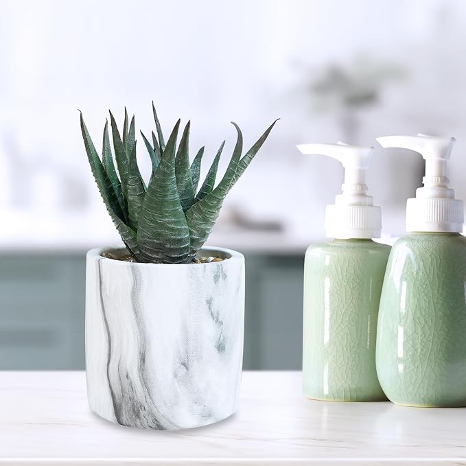 Winlyn Set of 3 Small Artificial Succulent Potted Plants Fake Aloe Hops String - Image 5