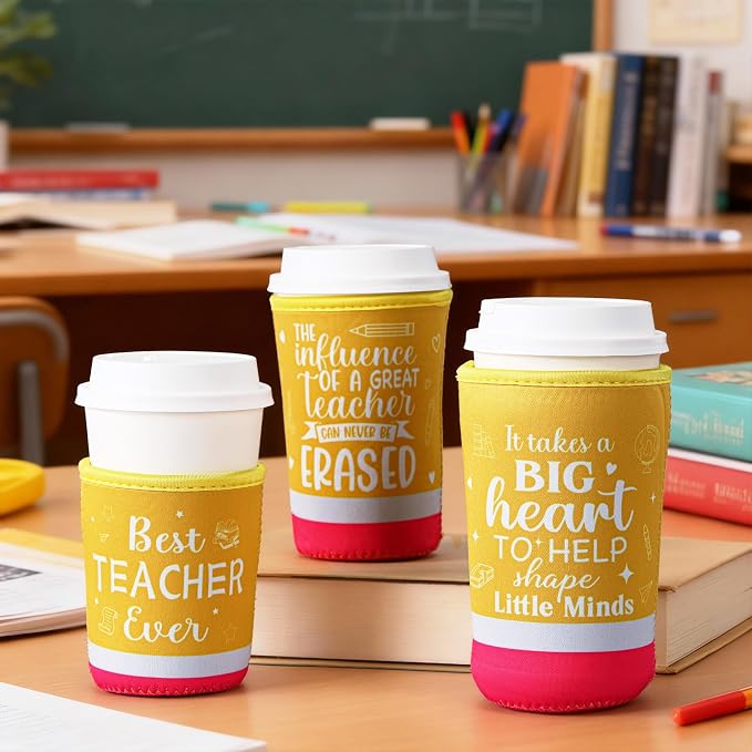 FoldTier 3 Pcs Teacher Appreciation Gifts Teachers Cup Sleeves Iced Coffee - Image 4