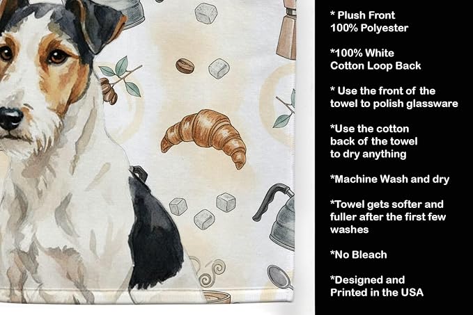 Caroline's Treasures Smooth Fox Terrier Coffee Bar Kitchen Towel Velour Plush - Image 4