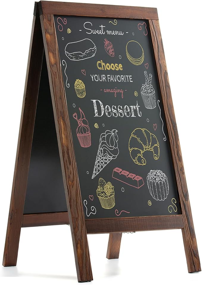 DAHAPYBOO Sandwich Board 48"x24" Solid Pine Wood Rustic Brown, Chalk Board Sign by DAHAPYBOO