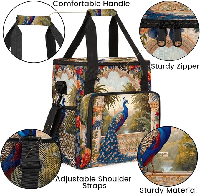 Peacock Vintage Coffee Maker Travel Bag, Portable Storage Tote Bag - Image 6