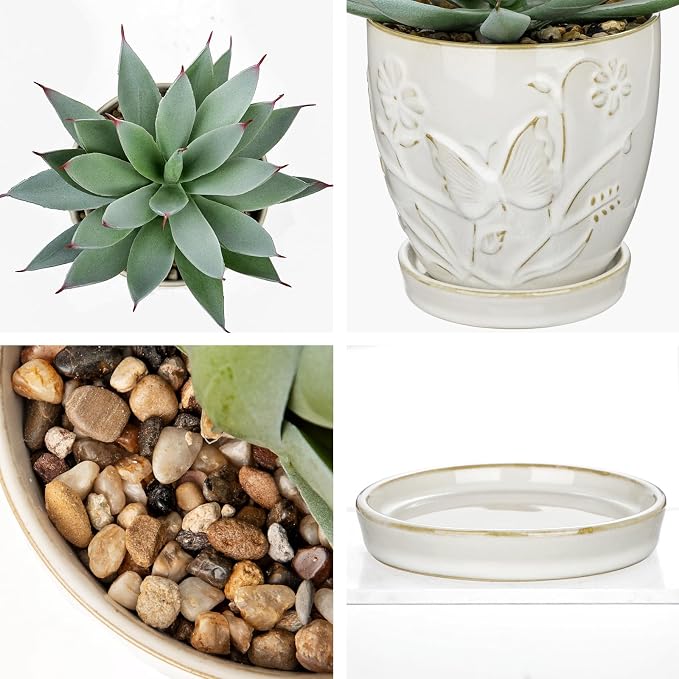 Briful Artificial Succulent Plant in White Ceramic Planter - Image 6