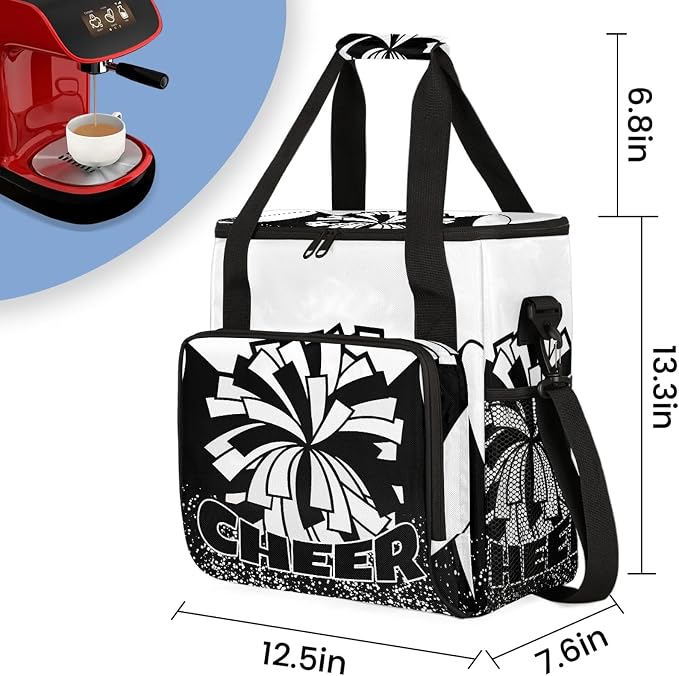Cheer Theme Coffee Maker Carring Bag, Large Insulated Storage Organizer Case - Image 2