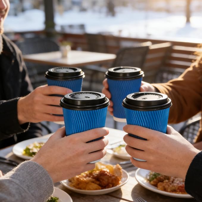 Lamosi 8 oz 100 Pack Disposable Coffee Cups - Image 6