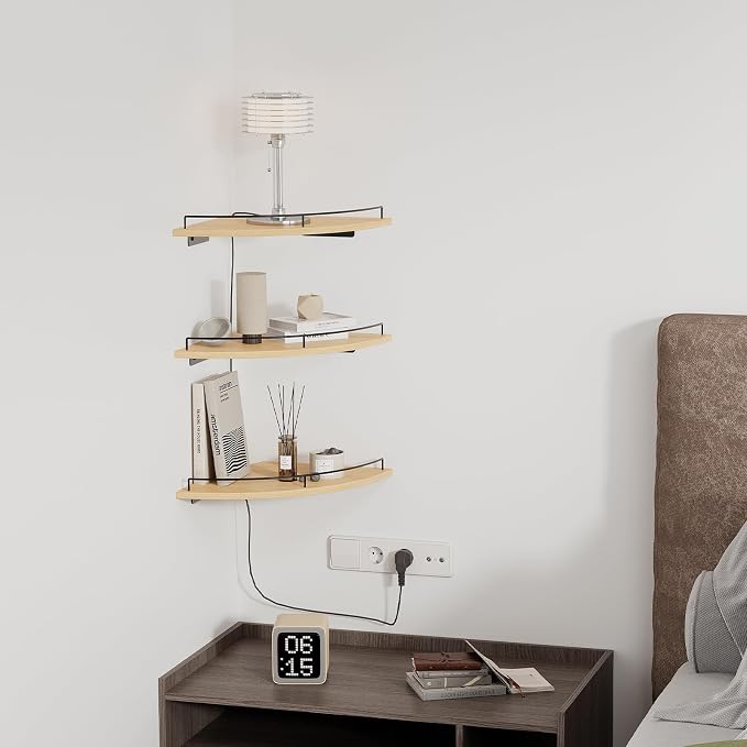 JJL Corner Shelf Wall Mounted, 12 Inches 3-Tier Floating Corner Shelf, - Image 4
