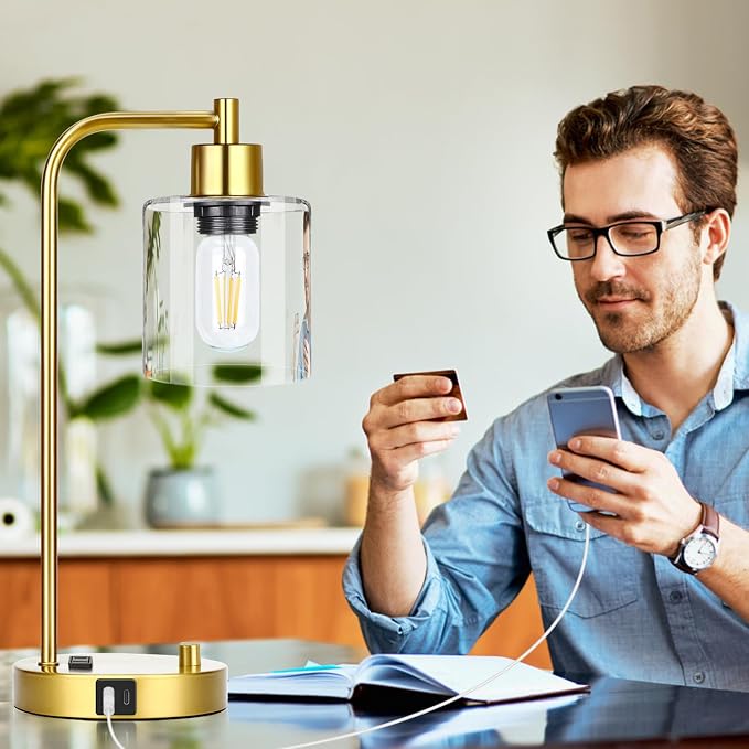Gold Industrial Table Lamp - Image 5