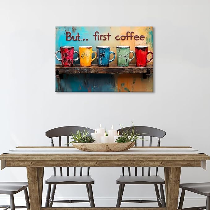 Colorful But First Coffee Sign Wall Art Kitchen Wall Decor Coffee Bar Station - Image 5