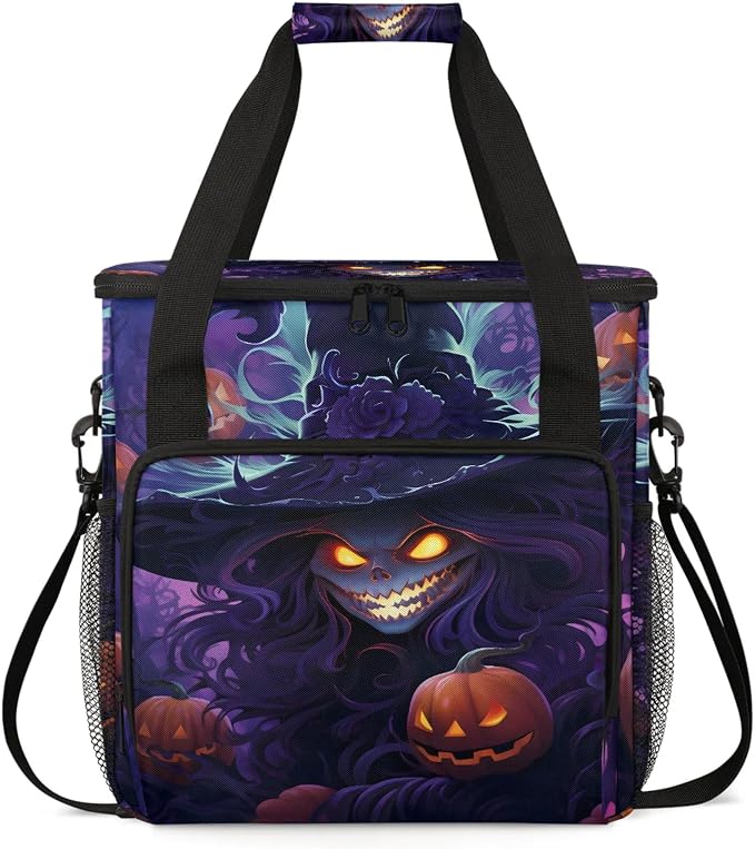Halloween Witch Pumpkin Skull Coffee Maker Carring Bag, Large Insulated Storage by Home