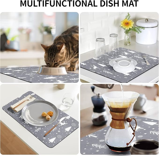 Christmas Dish Drying Mat, Super Absorbent Coffee Mats Fits Under Coffee Maker - Image 6
