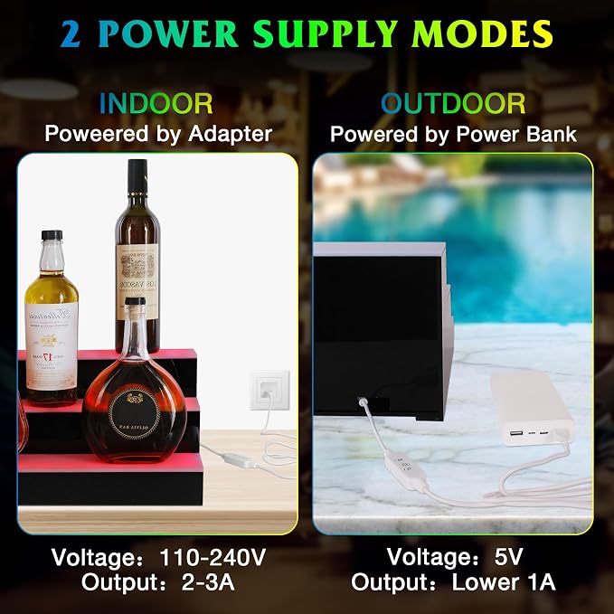 LED Lighted Liquor Bottle Display Shelf, 3 Tiers 30 Inch Acrylic Bar Bottle - Image 5