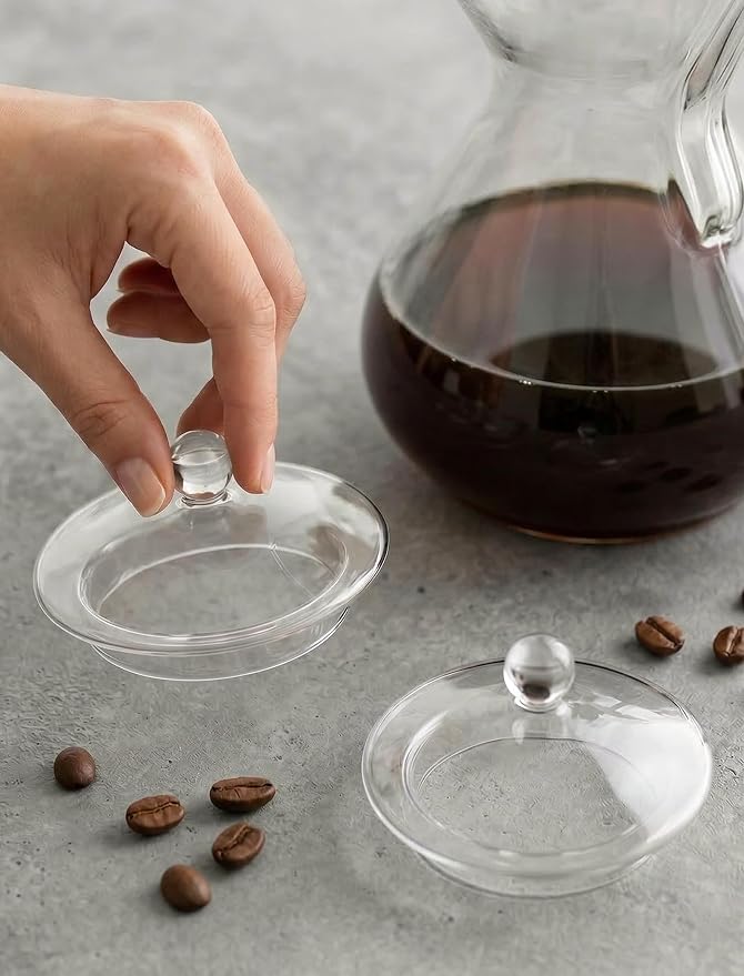 NiHome 2 Pcs Glass Lid for Chemex Coffee Maker, Heat-Retaining Drip Kettle - Image 2