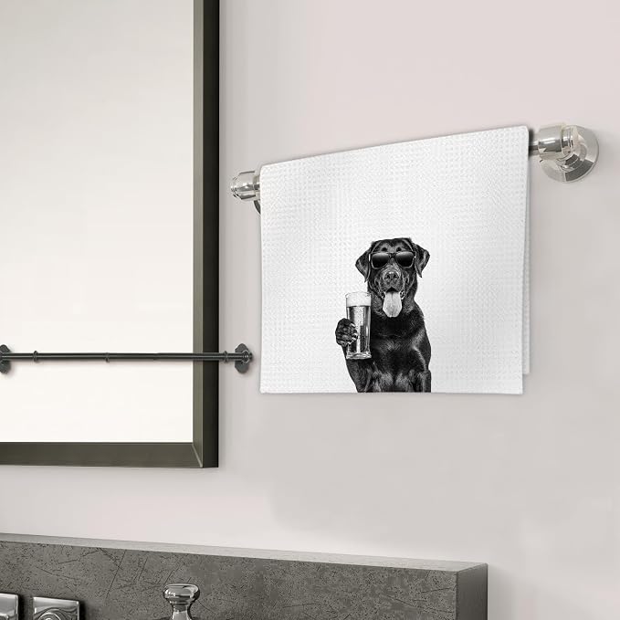 Gifts for Black Lab Dog Wine Lovers Kitchen Towels Set of 2, Funny Dog Home Bar - Image 3
