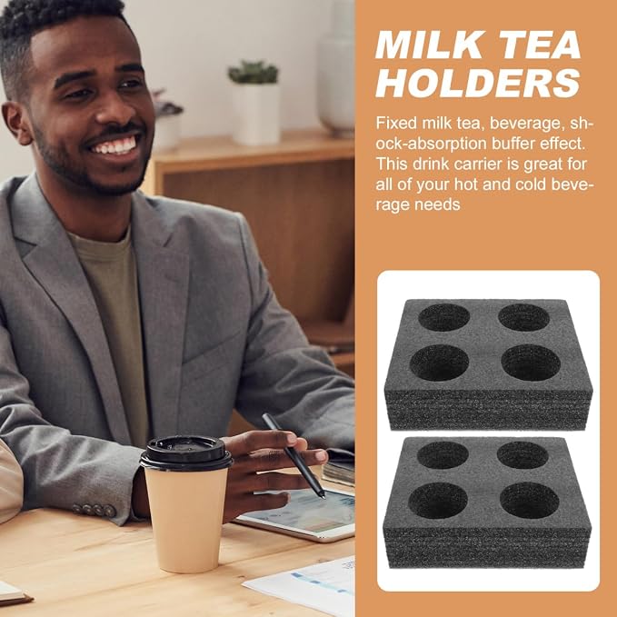 Takeout Coffee Cup Bottle Carrier: 2Pcs Black Takeout Cup Holders Foam- Hot or - Image 7