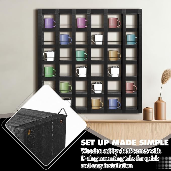 Kigley Oversize Coffee Mug Display Rack Wooden Shelves Rustic Shot Glass - Image 8