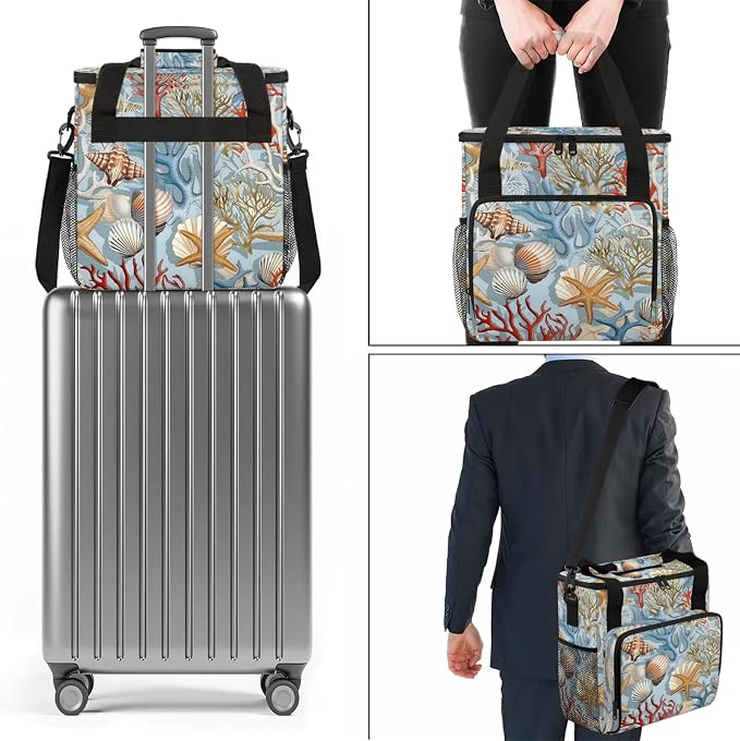 Nautical Coastal Coffee Maker Carring Bag, Large Insulated Storage Organizer - Image 7