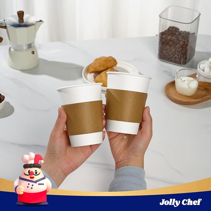 JOLLY CHEF 500 Pack Paper Coffee Cups Sleeves, 20 oz Disposable Paper Cups - Image 6