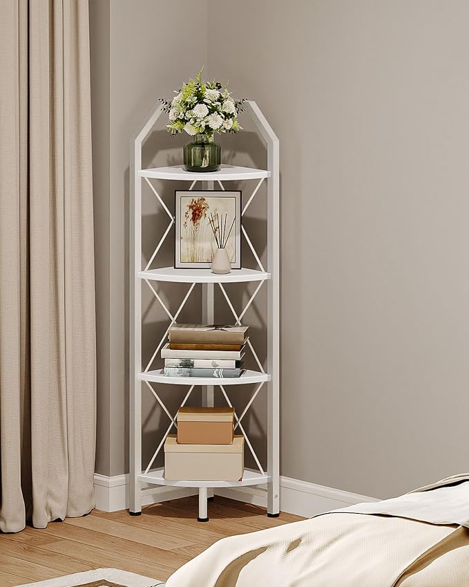 CHOEZON 4-Tier Corner Shelf, Industrial Corner Bookshelf, 47.6" Corner Storage by Choezon