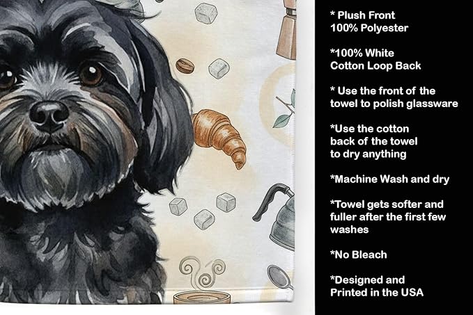 Caroline's Treasures Black Lhasa Apso Coffee Bar Kitchen Towel Velour Plush - Image 4