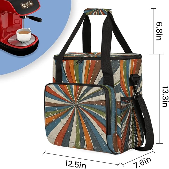 Vintage Pattern Coffee Maker Carring Bag, Large Insulated Storage Organizer - Image 2