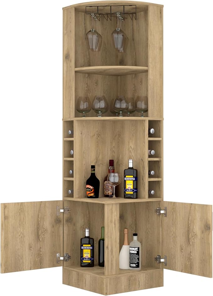 Tuhome Syrah Corner Bar Cabinet, Tall 71.1" Liquor Cabinet - Image 7