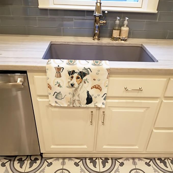 Caroline's Treasures Smooth Fox Terrier Coffee Bar Kitchen Towel Velour Plush - Image 2