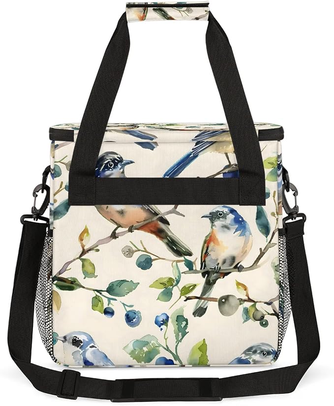 Bird Vintage Coffee Maker Carring Bag, Large Insulated Storage Organizer Case - Image 5