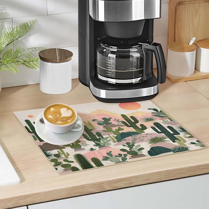 Coffee Mat Coffee Bar Station Maker Machine Pot Table Spill Mat Leather - Image 5