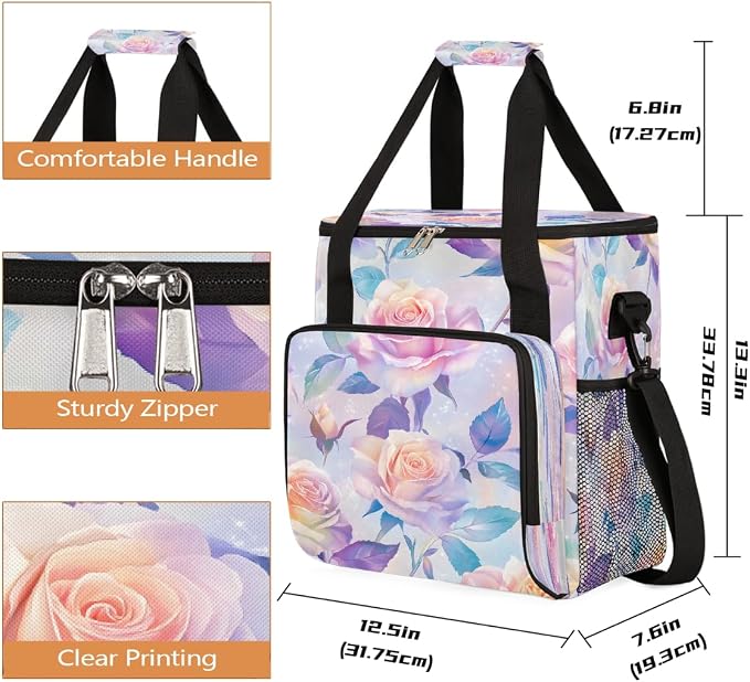 Pink Roses Coffee Maker Carring Bag Travel Carrying Storage Tote Bag Compatible - Image 2