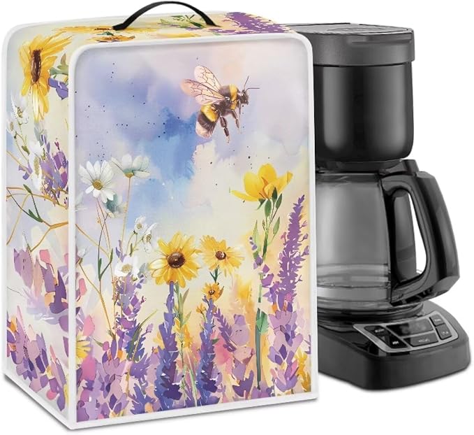 Daisy Sunflower Bees Coffee Machine Dust Resistant Protective Cover by Kathyboom