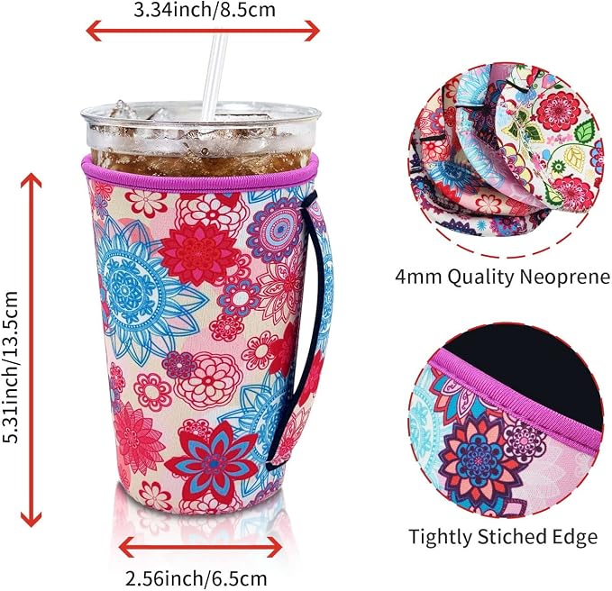 4Pack Reusable Iced Coffee Sleeve Insulator Sleeves - Image 2