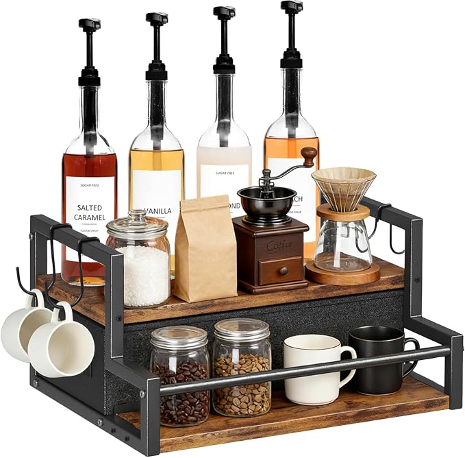 2-Tier Coffee Syrup Organizer Rack, Holds 12 Bottles Syrup Rack by Unknown