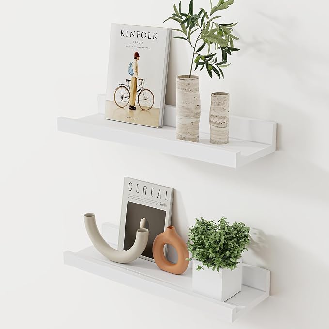 Acovy Floating Shelves for Wall, 16 inch Solid Wood Picture Ledge Shelf by Acovy